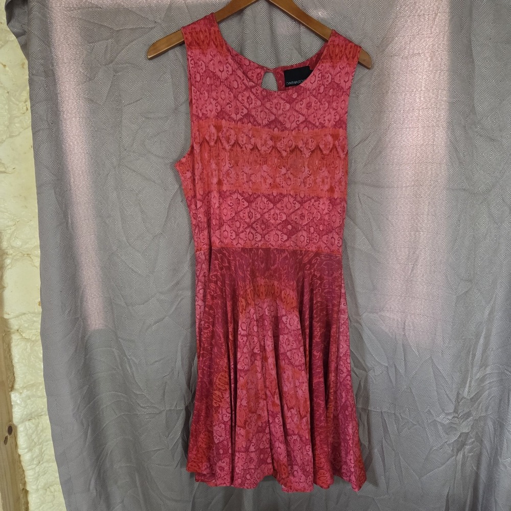 Cynthia Rowley Dress Womens L Pink Sleeveless Round Neck Fit & Flare Knee Length